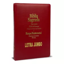 Bíblia Sagrada Letra Jumbo Harpa Corinhos Pal Jesus Verm Índ