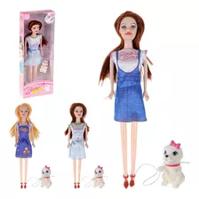 Boneca Princesa Com Cachorrinho Mini Brinquedo Menina Fofa