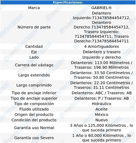 Jgo 4 Amortiguadores Hidrulicos Nissan D21 94-09 Gabriel Foto 2