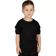 Camiseta Ranger Infantil Com Bolso Nas Mangas Bélica - Preta