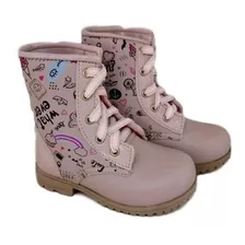 Bota Infantil Feminina Botas Bolsa Menina Aplique Lettering