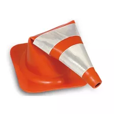 Cone Flexível 75 Cm Com Faixa Refletiva Laranja E Branco