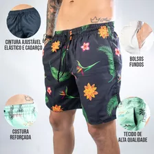 Short Masculino Bermuda Praia Tactel Surf Neon Mauricinho Jr