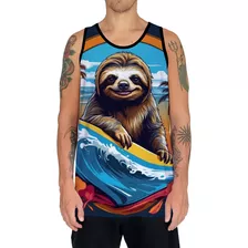 Camiseta Regata Tshirt Surf Preguiça Surfista Onda Mar Hd 4