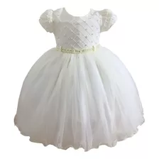 Vestido Feta Batizado Infantil Off White Daminha 1 A 3 Anos