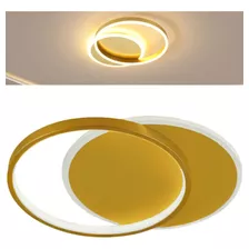 Lustre Plafon Led Sobrepor Moderno Luz Indireta Redondo 24cm Cor Dourado