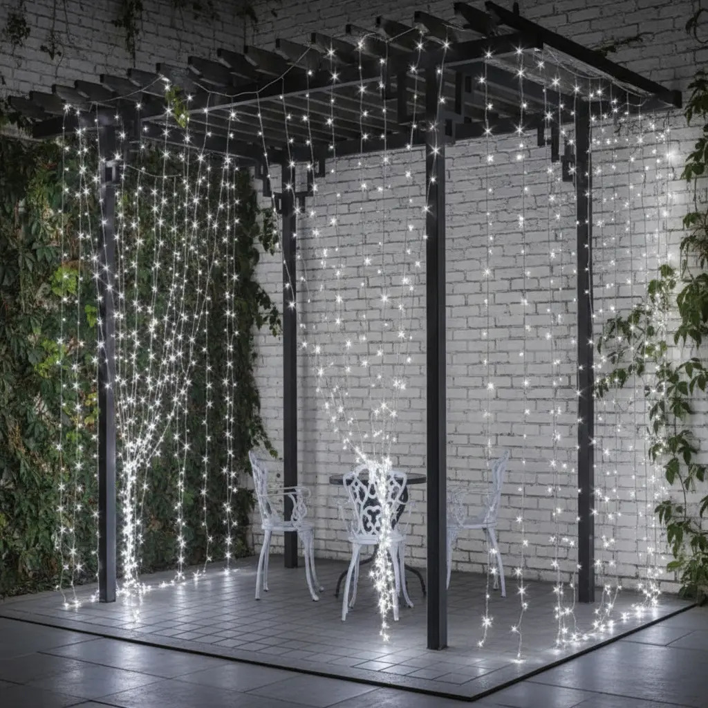 Cortina Lluvia Led Luz 3x3 Metros 300 Luces Deco Interior 