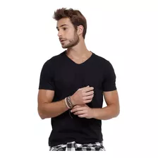 Camiseta Gola V Masculina Básica Lisa Algodão Camisa Blusa