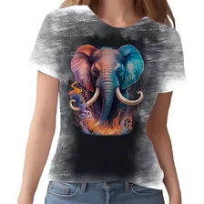 Camiseta Camisa Estampada Elefante Fogo Ilustração Moda 2