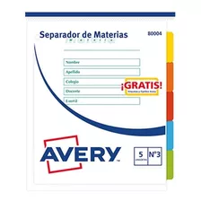 Separador Escolar Nº3 Avery Reutilizable X 5