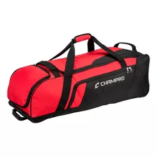 Maleta Beisbol Con Ruedas Champro Boss Negro Rojo Adulto E92