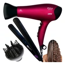 Secador De Cabelo Philco 2100w Com Difusor E Chapinha Íon 