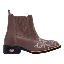 Bota Feminina Cano Curto De Couro Bordado Girassol Country