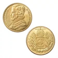 Moeda 10.000 Réis 1850 Brasil Império Banhada Ouro - Cópia
