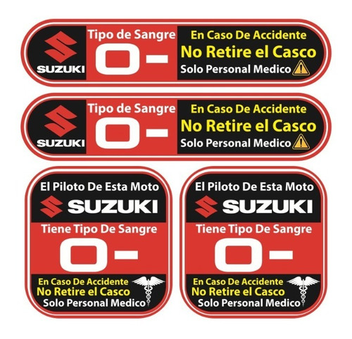 Sticker Tipo Sanguineo Reflejante Para Casco Motos Suzuki Foto 2