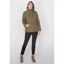 Chamarra Verde Olivo Cuello Alto Forro De Sherpa Talla S