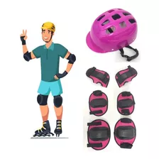 Kit De Proteccion Casco Rodilleras Coderas Manos Niño Y Niña