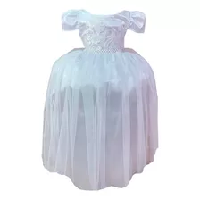 Vestido Infantil Branco Realeza C/ Renda E Pérolas Damas