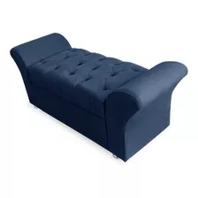 Recamier Calçadeira Baú Chaise Solteiro 90cm Veneza Marinho