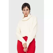 Sweater Acanalado Cuello Alto Blanco Invierno Nicopoly