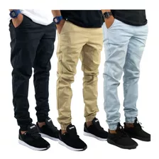 Kit 3 Calças Jogger Masculina Jeans Com Punho Elastico