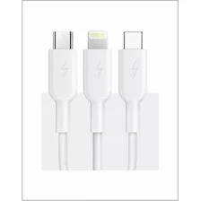 Cabo Carregador 3x1 Micro Usb Tipo C Android 4.2a Para Iphon Cor Branco