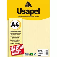 Papel Linho A4 180g Com 50 Folhas Cor Palha - Usapel