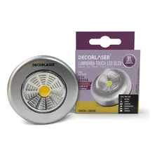 2 Mini Luminaria De Emergencia E Móveis Led Button C/3pilhas Cor Cinza Branco Quente
