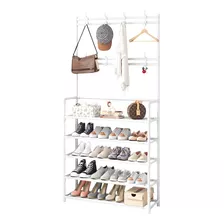 Perchero Rack Organizador Colgador Ropa Bolsa Gorra Zapatera Color Blanco