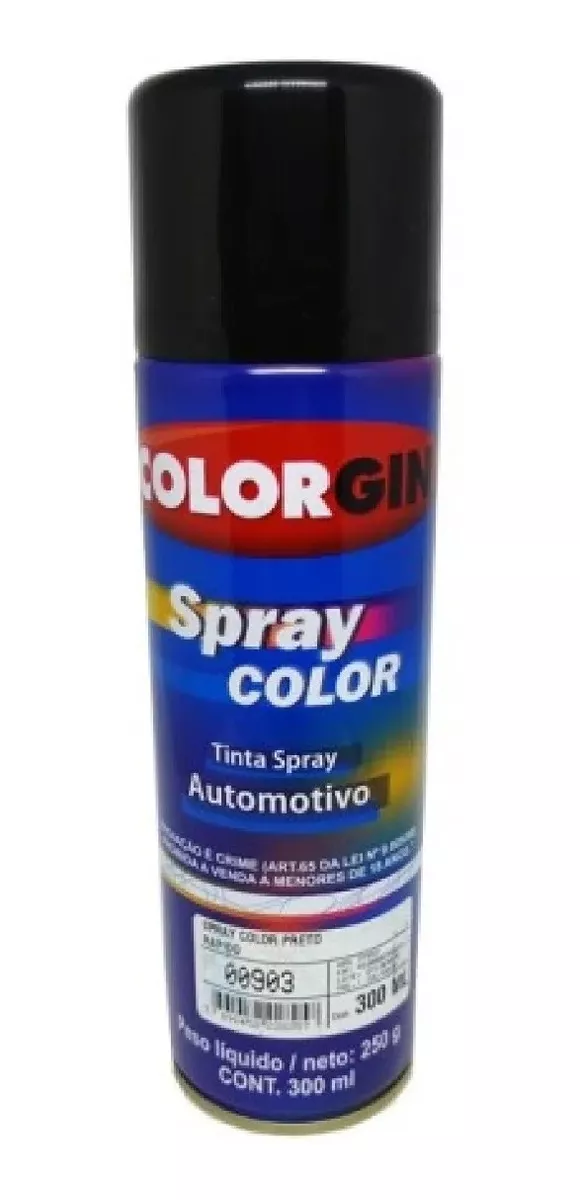 Tinta Spray Automotiva Colorgin Preto Brilhante 300ml