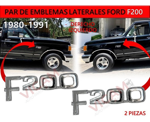 Par De Emblemas Laterales Ford F200 1980-1991 Foto 2