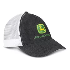 Gorra John Deere Nacional Jean Negro Malla Blanca Logo Verde