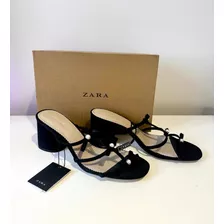 Zapatos Zara Gamuza Cuero Negro