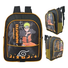 Mochila Uzumaki Naruto Grande Escolar Preto/ Amarelo