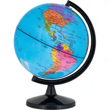 Globo Terraqueo Plastico Giratorio Con Base 21,4 Cm Grande