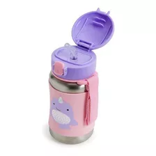 Garrafa Térmica Infantil Skip Hop 350ml - Em Inox Com Canudo Cor Lilás