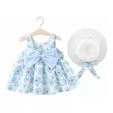 Juego De Vestido Floral Y Gorro Para Niña, 4 Piezas