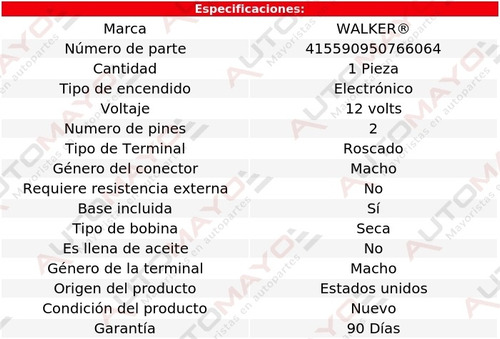 Bobina Walker Medallion L4 2.2l Eagle 88-89 Foto 2