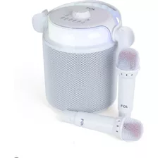 Bocina Portátil Fol Fs-s217 Con Dos Micrófonos Karaoke Color Blanco