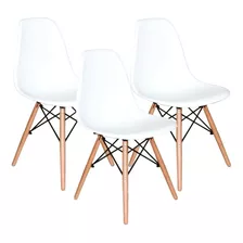Cadeira De Jantar Decorshop Charles Eames Dkr Eiffel, Estrutura De Cor Branco, 3 Unidades