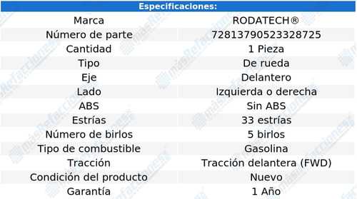 Maza Rueda Delantera Izq/der S/abs Sunfire L4 2.4l Fwd 96-02 Foto 5