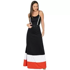 Vestido Longo Tricolor Feminino Casual Social Evangelico