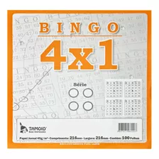 Cartela De Bingo Bingão Tamoio 4x1 100 Folhas - 84 Unidades