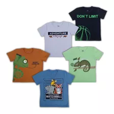 Kit 5 Camisetas De Menino Calor Camisa Infantil Masculina.