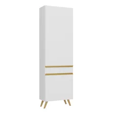 Paneleiro 2 Portas 62cm Veneza Multimóveis V3746 Cor Branco/dourado