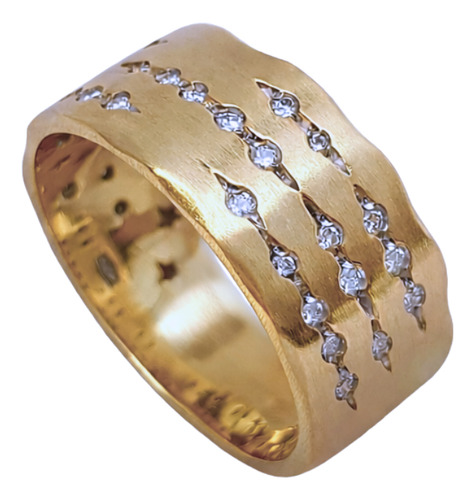 Anel Hstern Code Maior Ouro Amarelo 18k Diamantes Amarelo 20