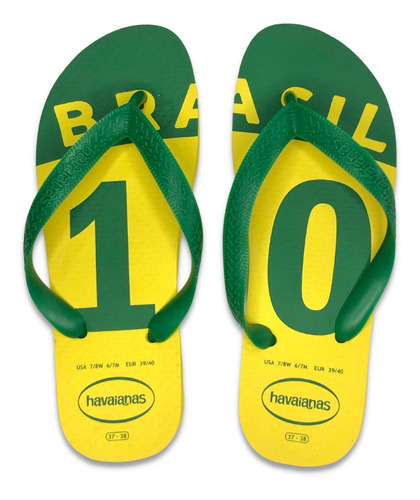 Chinelo Havaianas Verde E Amarelo Brasil 10 Estampa Seleção