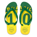 Chinelo Havaianas Verde E Amarelo Brasil 10 Estampa SeleÃ§Ã£o