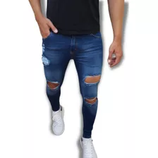 Calça Jeans Masculina Rasgada Justa Estica Muito Premium