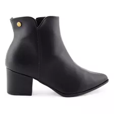 Bota Cano Curto Feminina Via Uno Ankle Boot Preta Com Salto